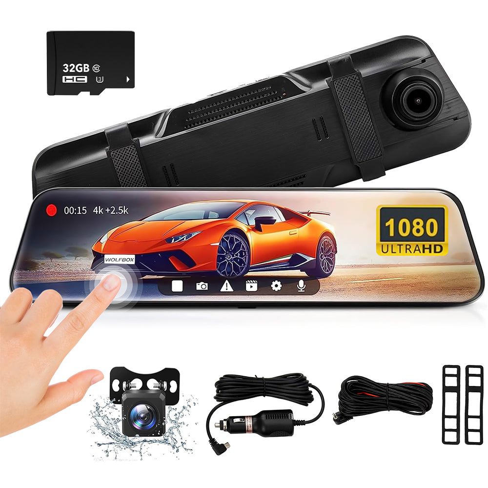 10inch Screen Touch Control Streaming Dash Cam with 1080p Dual Lens