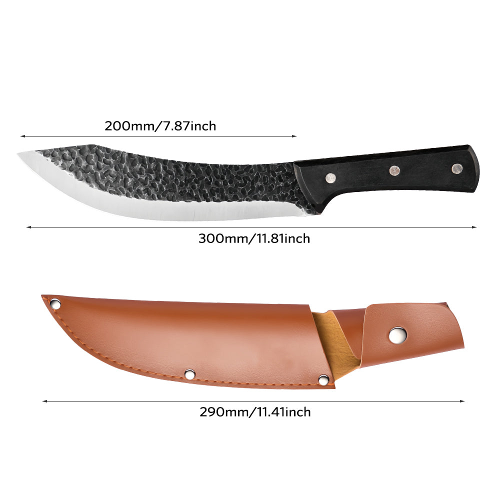 MDHAND 7.87 Inch Chef Knife Cutting Butcher Kitchen Knife High Carbon Steel Slicing Cleavers for Meat Vegetable Cooking Tool Knifve with Carrying Leather Sheath