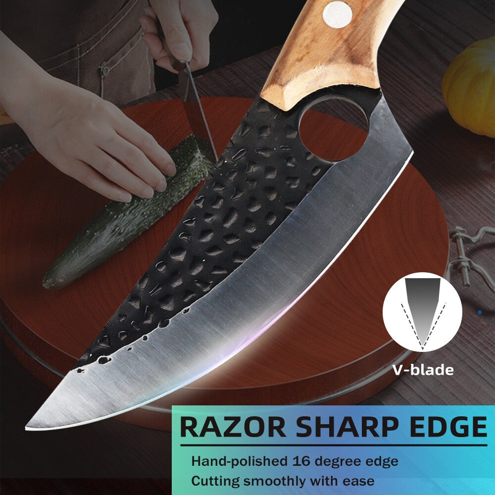 MDHAND 5.8-Inch Kitchen Knife, Sharp 4Cr14 Steel Blade with Wooden Handle