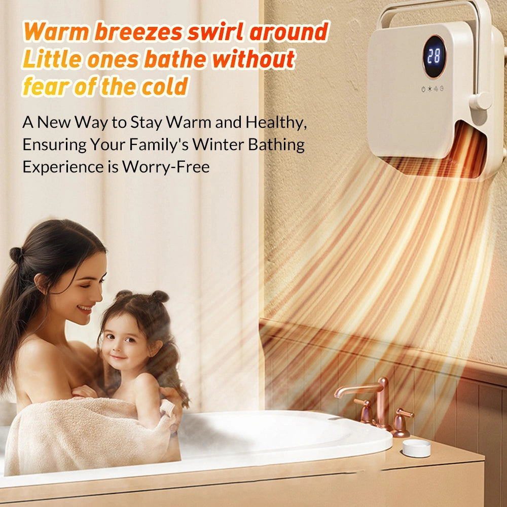 MDHAND Wall Mount Space Heater, Ceramic Fast Heating with Remote, Timer, Dual Towel Rack