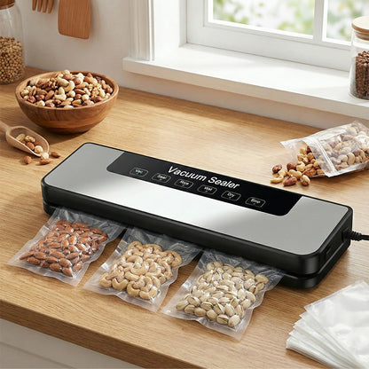 MDHAND Vacuum Sealer, 8 in 1 4 Food Modes, Wet and Dry, with Starter Kit, with 30 Vacuum Sealer Bags (Silver)