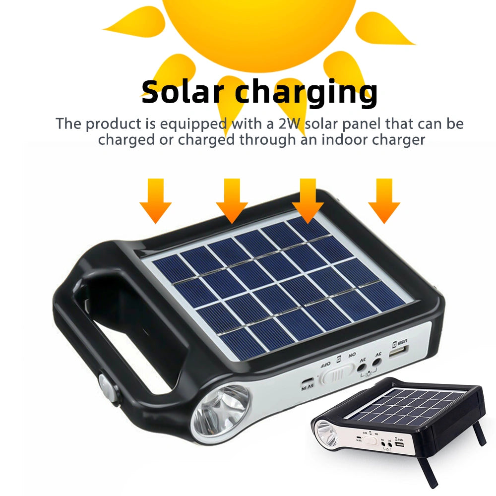 Portable Solar Generator System with Solar Panel Battery and Lighting Bulb for Camping Emergency