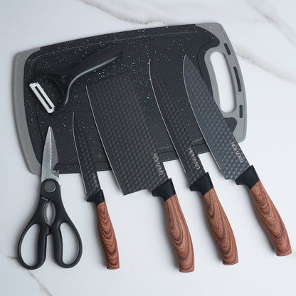 MDHAND 6-piece professional kitchen knife set with gift box, includes sharp chef and meat knives in stainless steel for cooking.