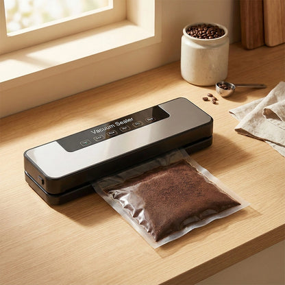 MDHAND Vacuum Sealer, 8 in 1 4 Food Modes, Wet and Dry, with Starter Kit, with 30 Vacuum Sealer Bags (Silver)