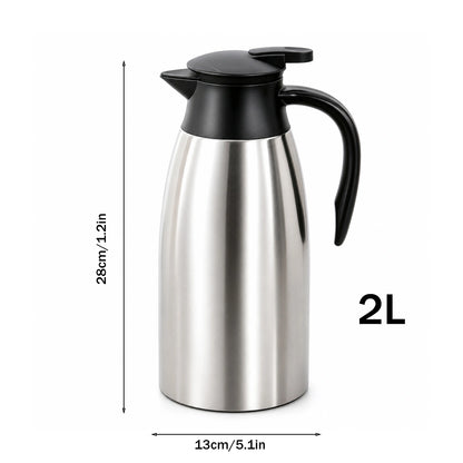 MDHAND 2.0L Stainless Steel Thermal Carafe, 304 Steel Liner with Dust-Proof Spout