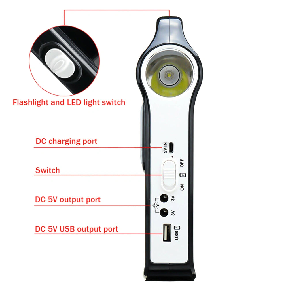 Portable Solar Generator System with Solar Panel Battery and Lighting Bulb for Camping Emergency