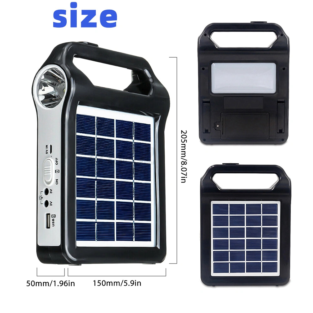 Portable Solar Generator System with Solar Panel Battery and Lighting Bulb for Camping Emergency