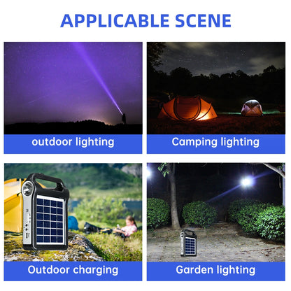 Portable Solar Generator System with Solar Panel Battery and Lighting Bulb for Camping Emergency