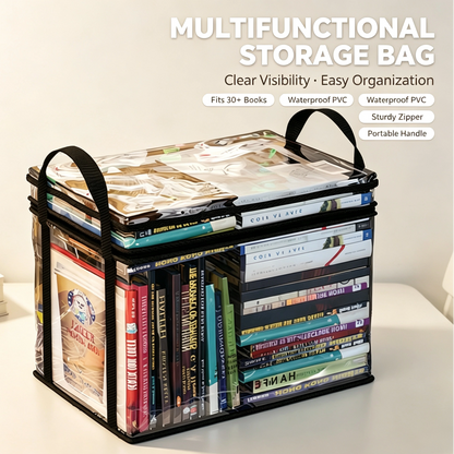 MDHAND 2pcs Large Foldable Book Box Bag, Handbag Style Storage Tote