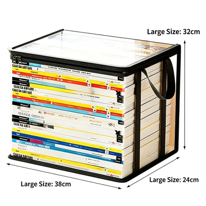 MDHAND 2pcs Large Foldable Book Box Bag, Handbag Style Storage Tote