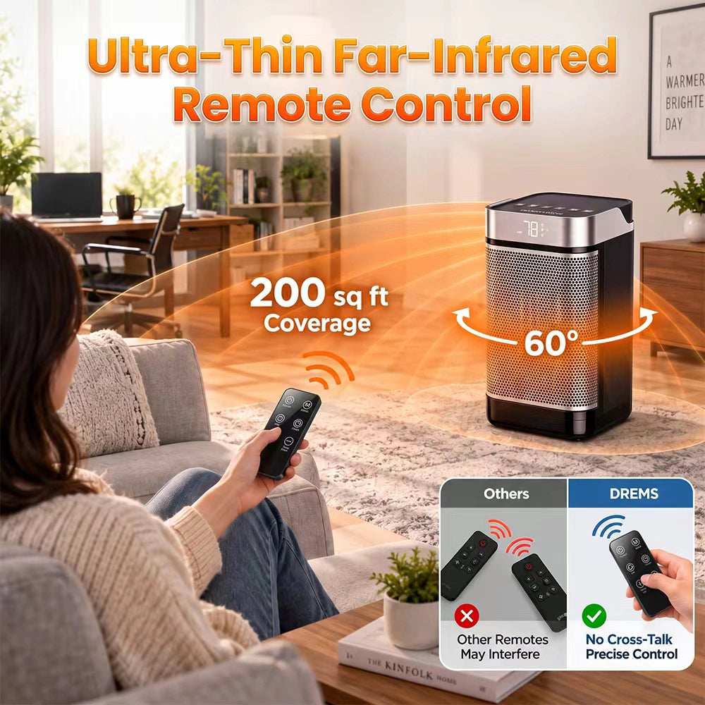MDHAND 1500W Portable Space Heater, PTC Ceramic Heater with Thermal Sensor & ECO Mode