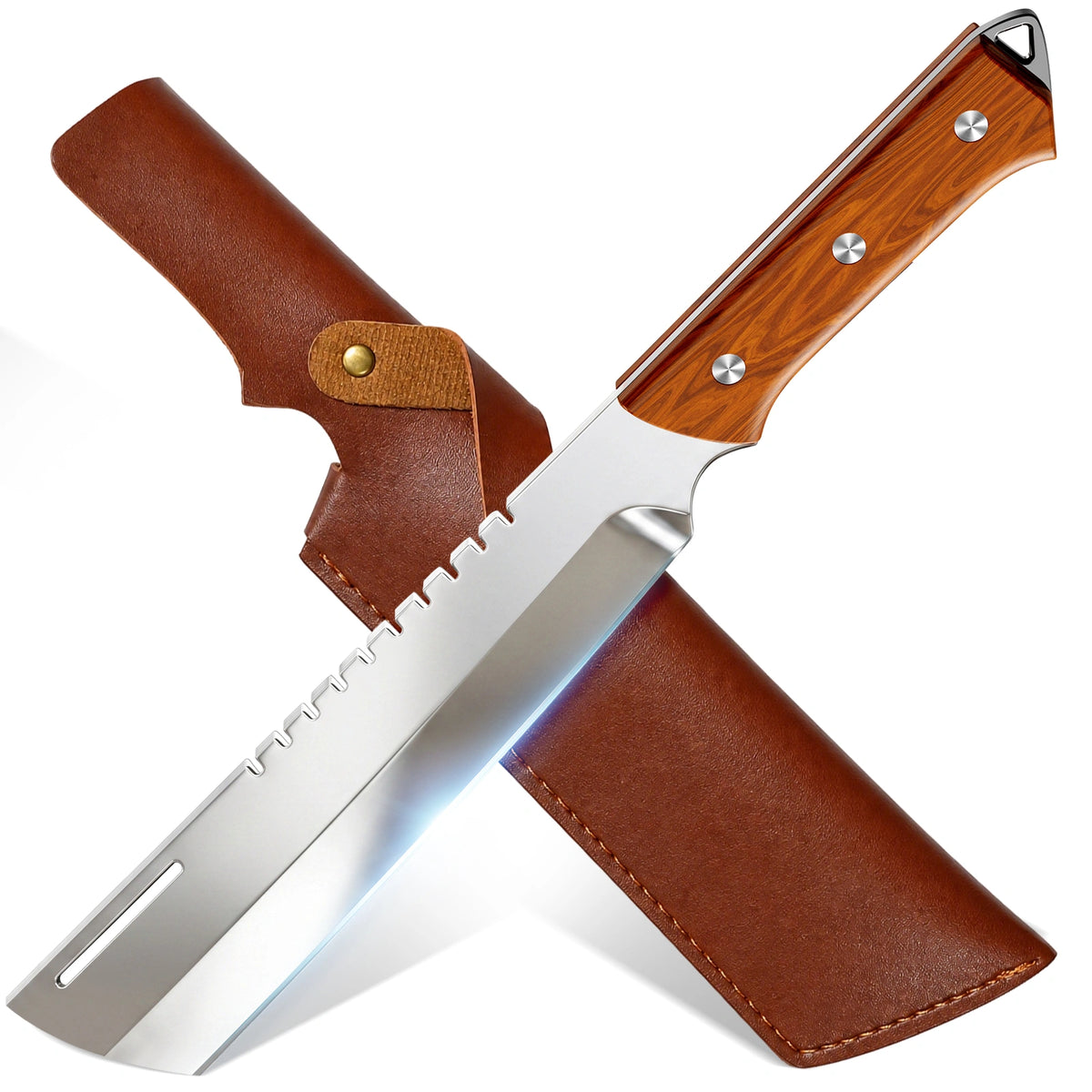 MDHAND 8 Inch Sanding Splitting Knife, Mirror Polished Stainless Steel Blade