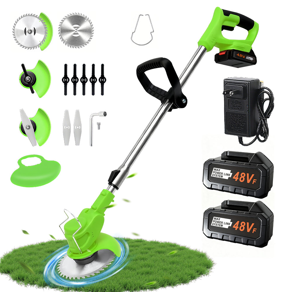 MDHAND cordless electric weed eater and grass trimmer with edger attachment, lightweight yard tool for lawn trimming and edging.