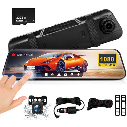 10inch Screen Touch Control Streaming Dash Cam with 1080p Dual Lens