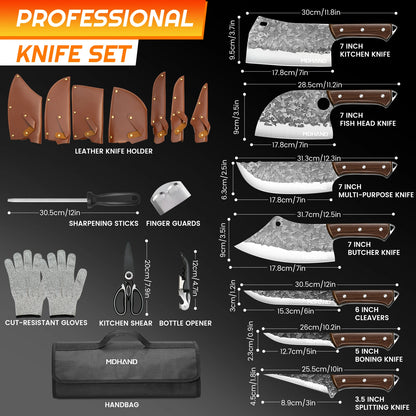 MDHAND Knife Set, 14pcs Japanese Knife Set, Premium German Stainless Steel Kitchen Knife Set