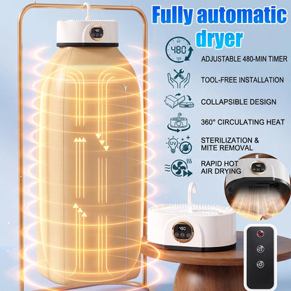 MDHAND Fully Automatic Clothes Dryer, 1000W Portable Garment Dryer with Remote Control