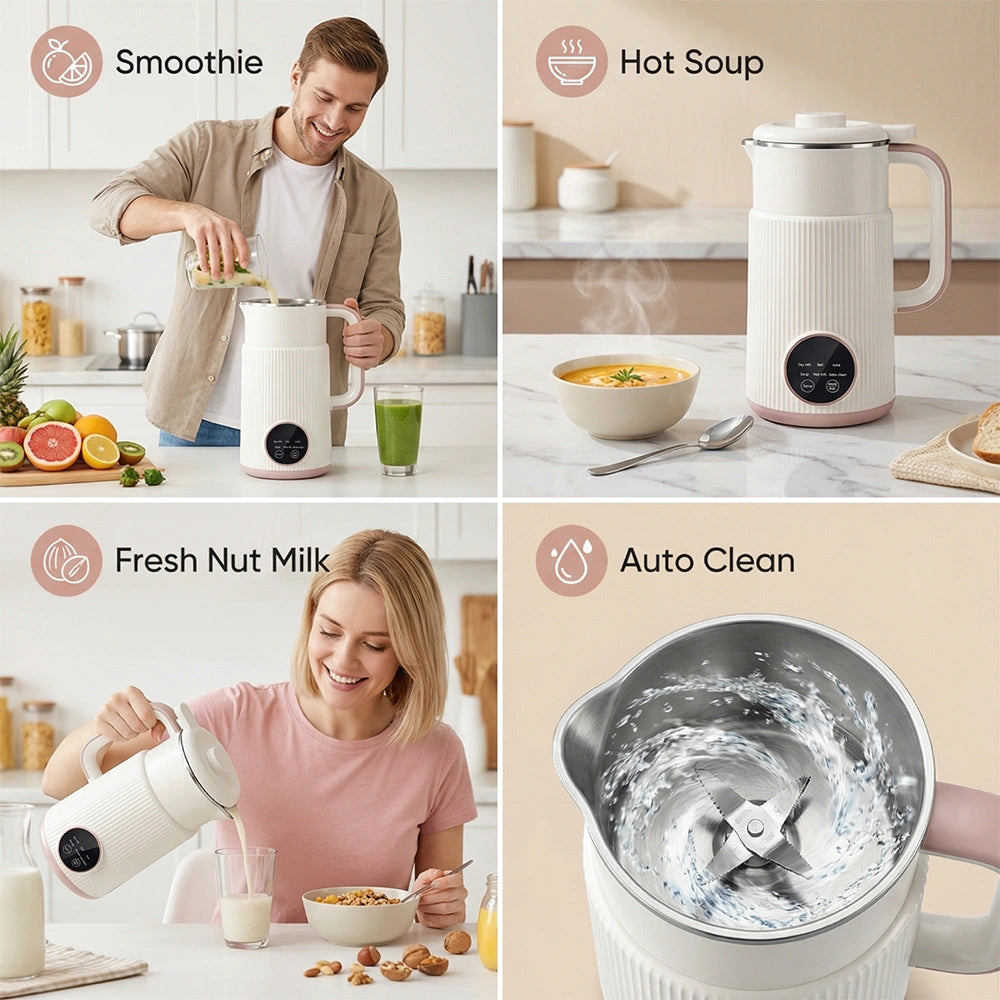 MDHAND 11-in-1 Automatic Nut Milk Maker, 27oz Plant-Based Soy Almond Oat Coconut Milk Machine, with Delay Start