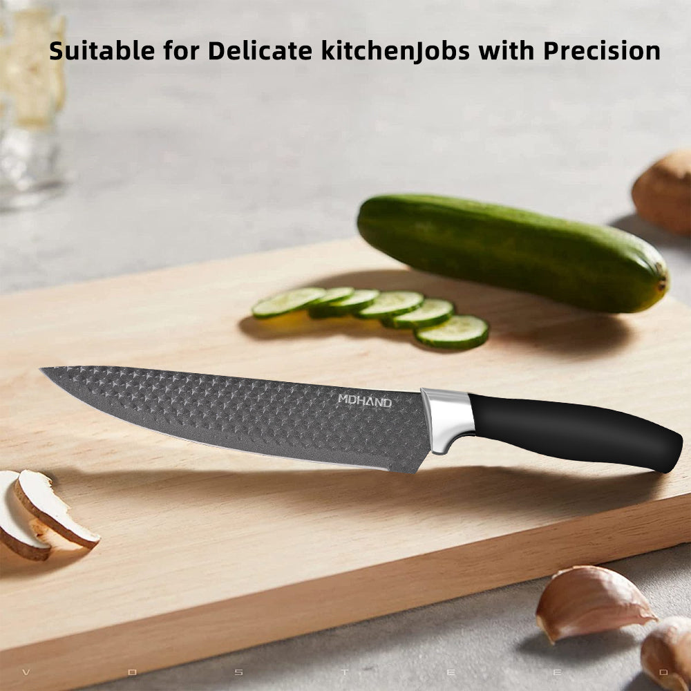 MDHAND Kitchen Knife Set, 7-Piece with Cutting Board, Sharp Chef & Utility Knives ¨C Ideal Gift(Black Handle)