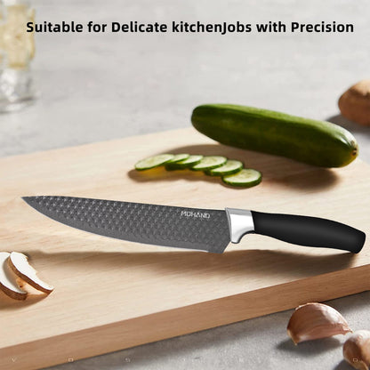 MDHAND Kitchen Knife Set, 7-Piece with Cutting Board, Sharp Chef & Utility Knives ¨C Ideal Gift(Black Handle)