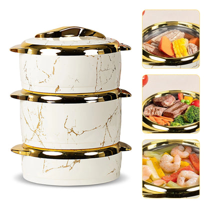 MDHAND 3-Piece Stainless Steel Insulated Food Container, Large Capacity, White