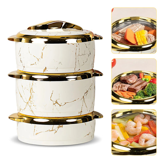 MDHAND 3-Piece Stainless Steel Insulated Food Container, Large Capacity, White