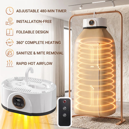 MDHAND Fully Automatic Clothes Dryer, 1000W Portable Garment Dryer with Remote Control