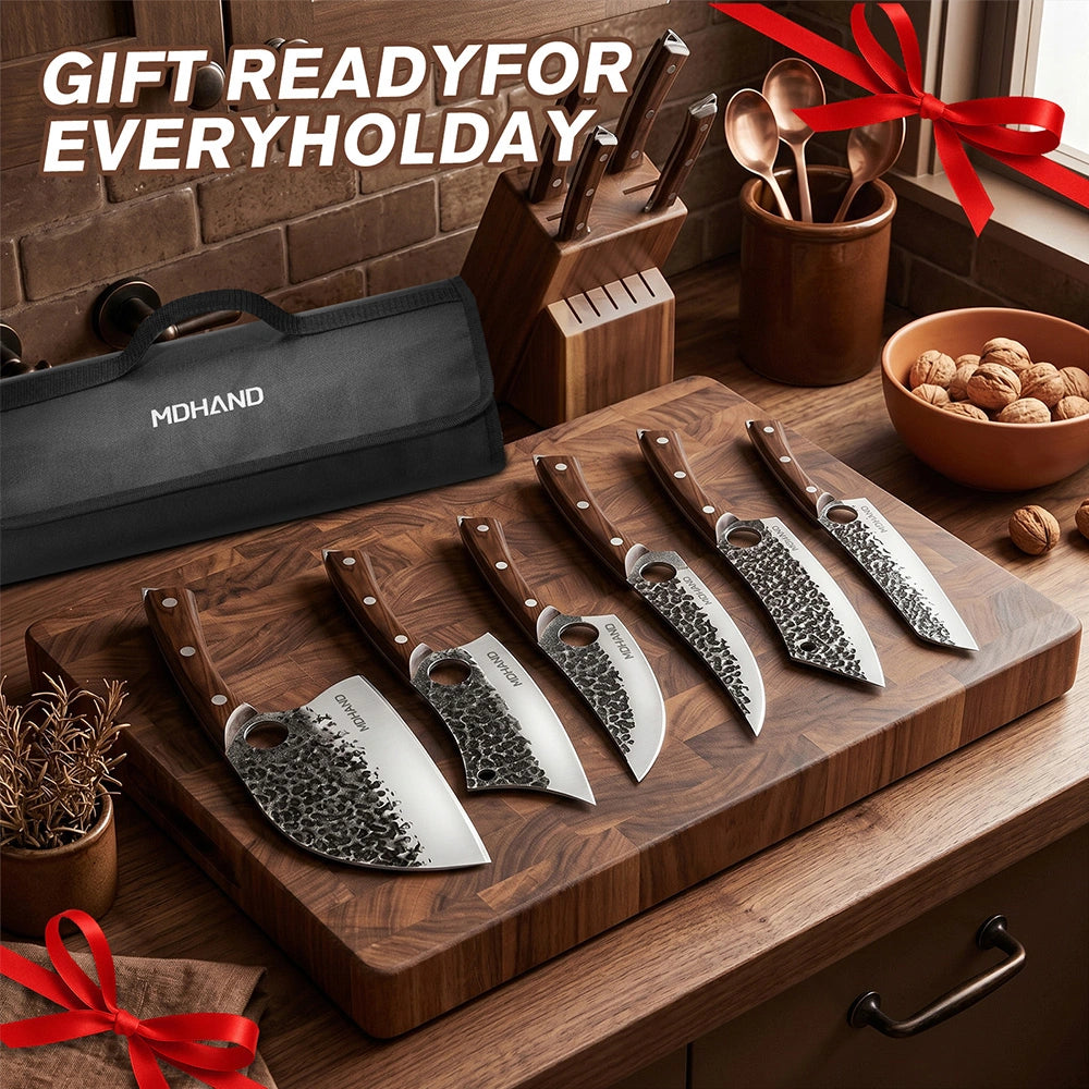 MDHAND 13-Piece Butcher Knife Set, Hand Forged Chef Knife
