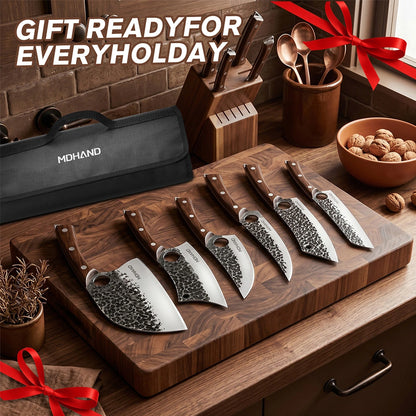 MDHAND 13-Piece Butcher Knife Set, Hand Forged Chef Knife