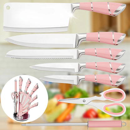 MDHAND 9-Piece Kitchen Knife Set, Sharpener