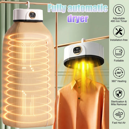MDHAND Fully Automatic Clothes Dryer, 1000W Portable Garment Dryer with Remote Control