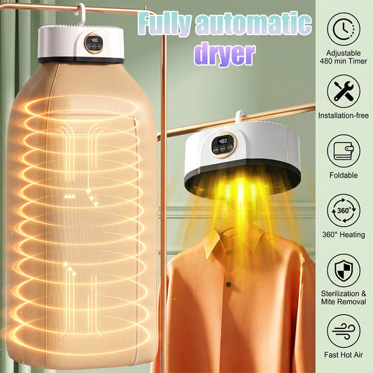 MDHAND Fully Automatic Clothes Dryer, 1000W Portable Garment Dryer with Remote Control
