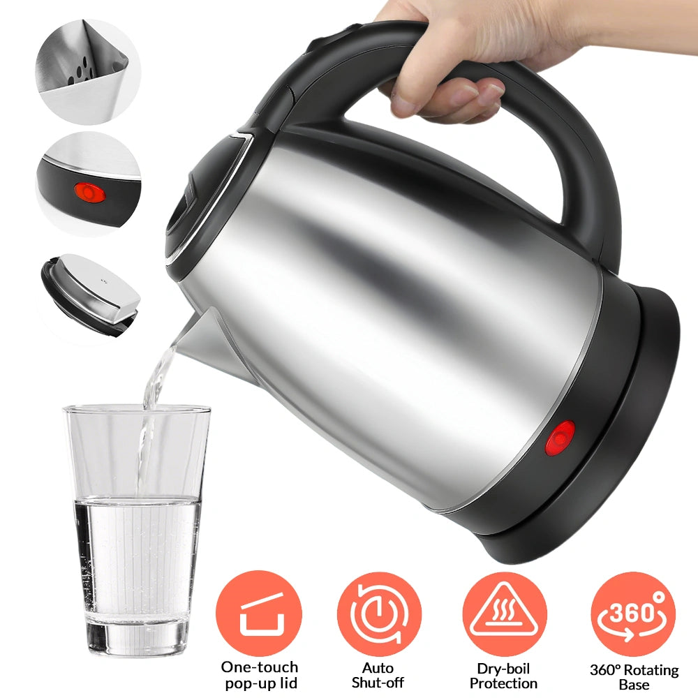2.0L Stainless Steel Electric Kettle, 110V 1000W Fast Boil Water Boiler