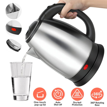 2.0L Stainless Steel Electric Kettle, 110V 1000W Fast Boil Water Boiler