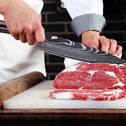 MDHAND 5-tlg Küchenmesser Set with stainless steel blades, including chef, bread, Santoku, vegetable knives, with comfortable handles