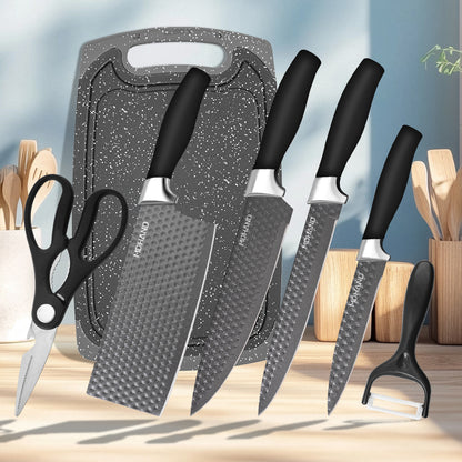 MDHAND 6-piece professional kitchen knife set with gift box, including sharp chef and meat cutting knives in stainless steel.