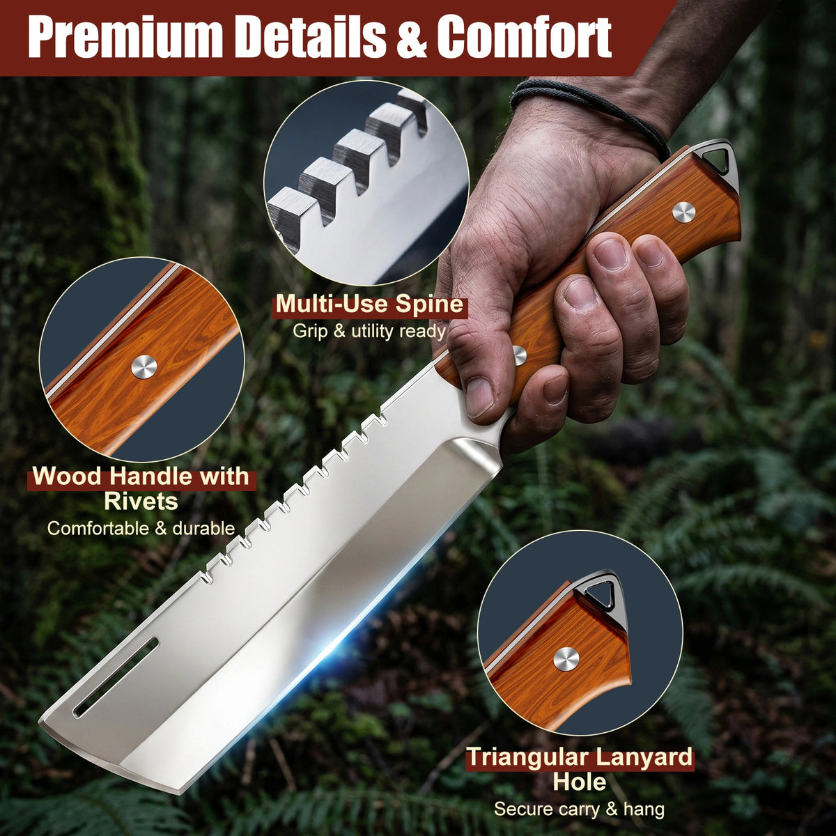 MDHAND 8 Inch Sanding Splitting Knife, Mirror Polished Stainless Steel Blade