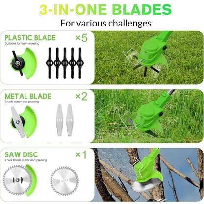 MDHAND cordless electric weed and lawn trimmer with edger and grass cutter, battery-powered string trimmer for yard maintenance