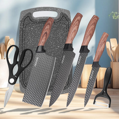 MDHAND 6-piece professional kitchen knife set with gift box, featuring sharp stainless steel chef and meat knives for cooking.