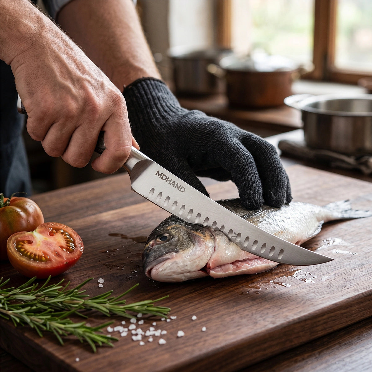 MDHAND 3-Piece Carving Knife Set, Brisket Slicer, Butcher & Boning Knife for BBQ