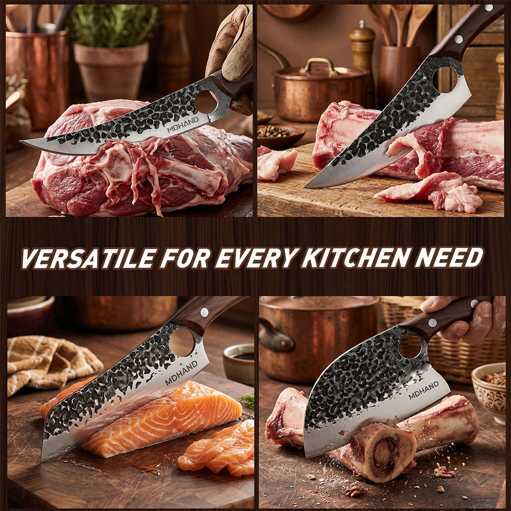 MDHAND 13-Piece Butcher Knife Set, Hand Forged Chef Knife