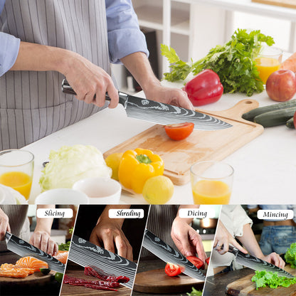 MDHAND 5-piece stainless steel kitchen knife set with ultra-sharp chef knives, dishwasher safe, ideal for versatile culinary tasks.