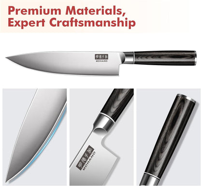 MDHAND 7-teilig Küchenmesser Set with stainless steel blades, ergonomic wood handles, ideal for professional cooking and gift use