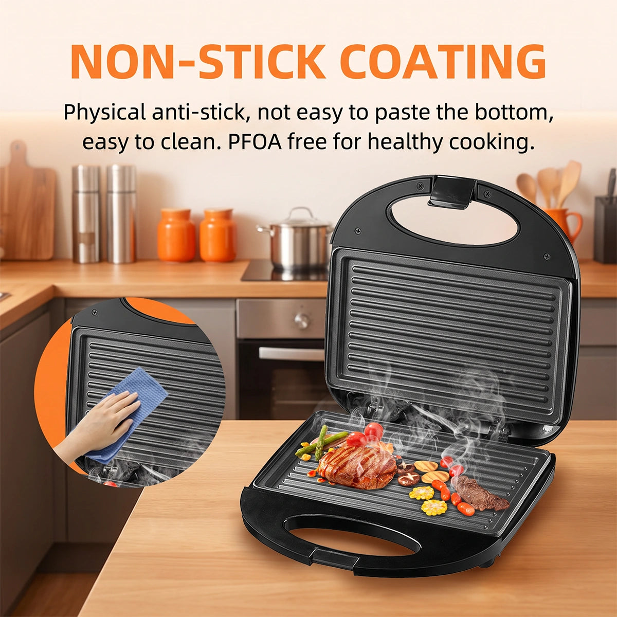 MDHAND Panini Press Grill, 850W Double-Sided Heating Sandwich Maker