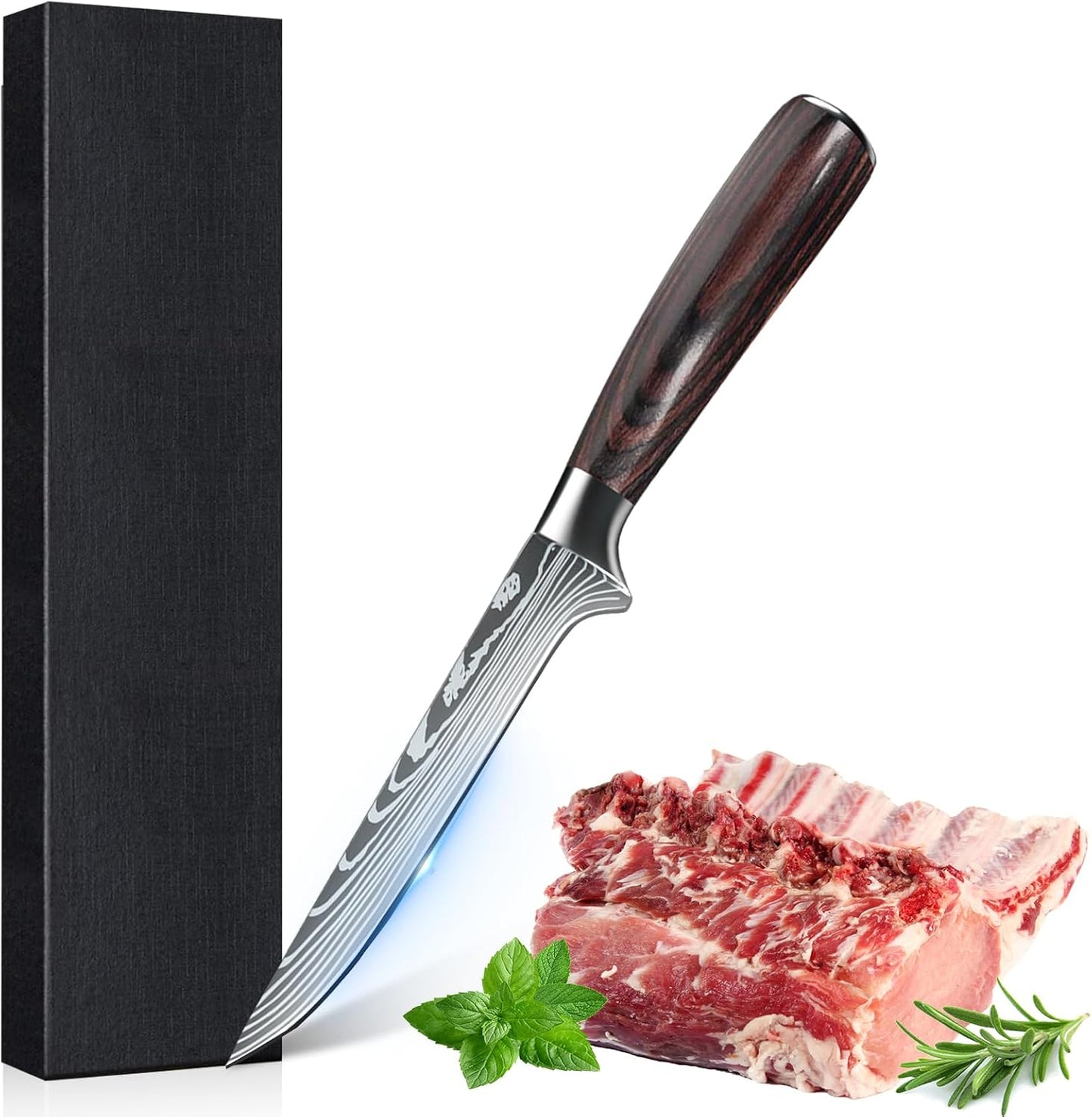MDHAND 8-inch Japanese chef knife with high carbon German stainless steel blade and ergonomic pakkawood handle.