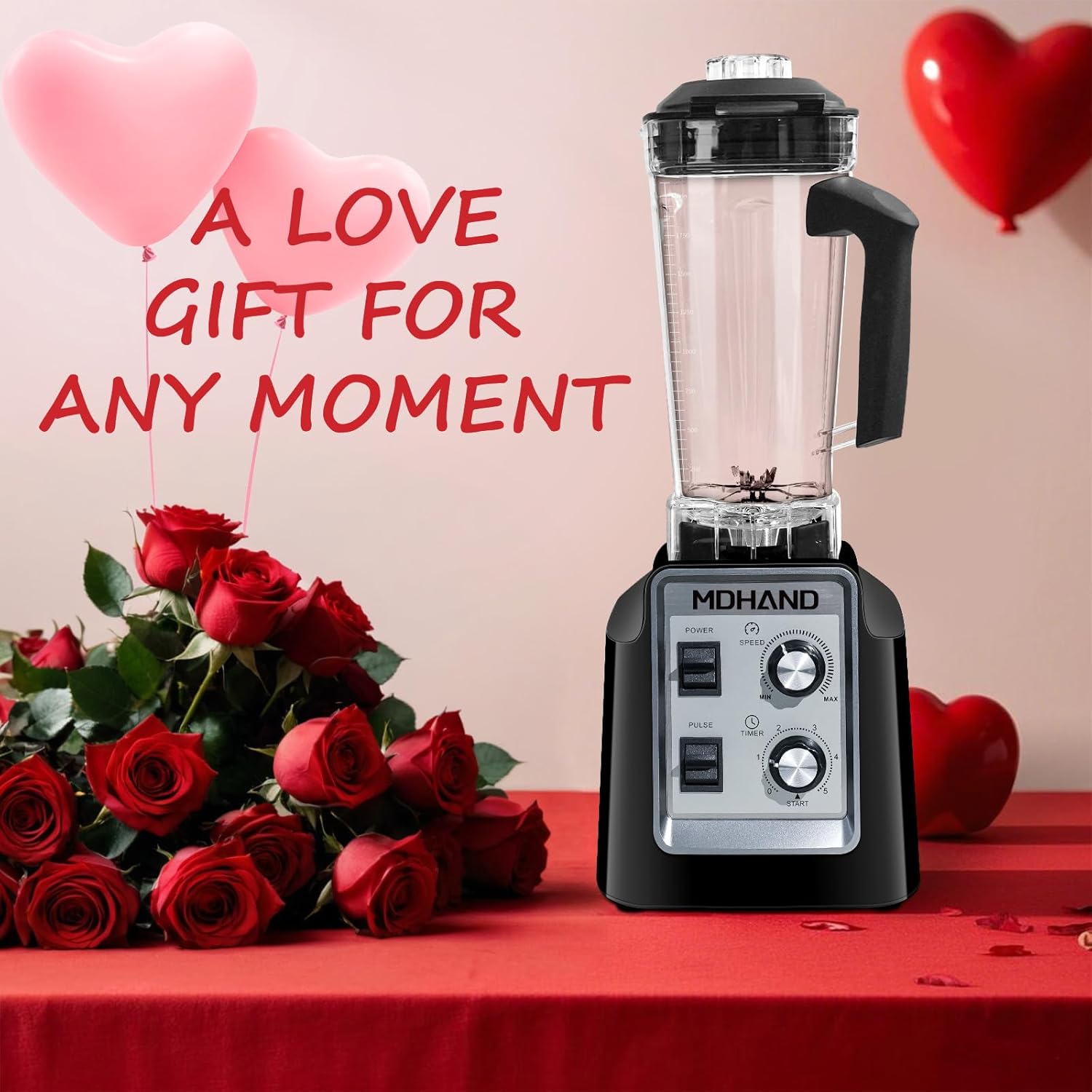 MDHAND 1400W professional kitchen blender with 68 oz pitcher and two 18 oz cups for smoothies, frozen drinks, and ice crushing.