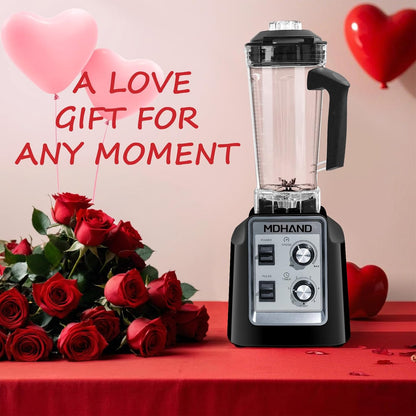 MDHAND 1400W professional kitchen blender with 68 oz pitcher and two 18 oz cups for smoothies, frozen drinks, and ice crushing.