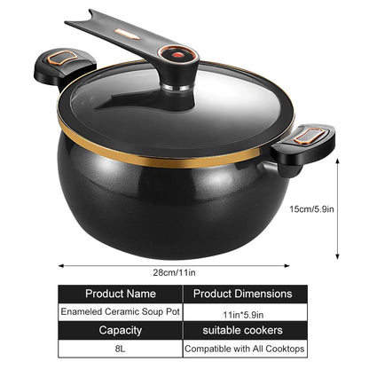 MDHAND 8.5 Quart Enamel Pressure Cooker, Dutch Oven Pot