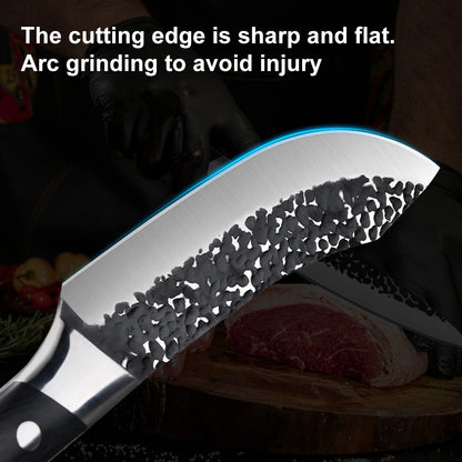 MDHAND 4-Piece Black Hammered Butcher Knife Set, Stainless Steel Blades with Sheaths