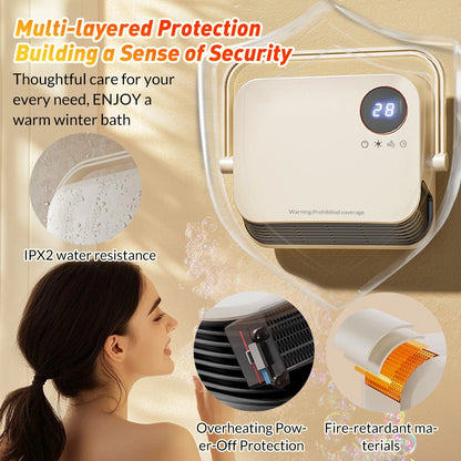 MDHAND Wall Mount Space Heater, Ceramic Fast Heating with Remote, Timer, Dual Towel Rack