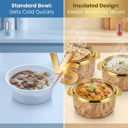 MDHAND 3-Piece Stainless Steel Insulated Food Container, Large Capacity